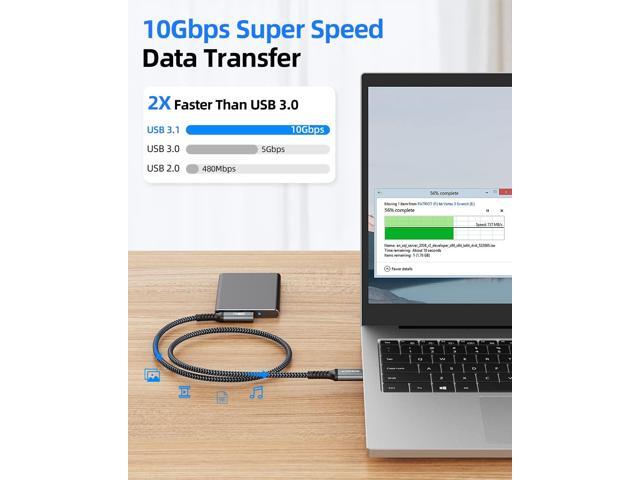 SUNGUY 10Gbps Android Auto USB C Cable 1FT, Right Angle USB C 3.1 Gen 2 Fast Charge CarPlay Cable, Compatible with iPhone 15/15 Pro Max, Samsung...