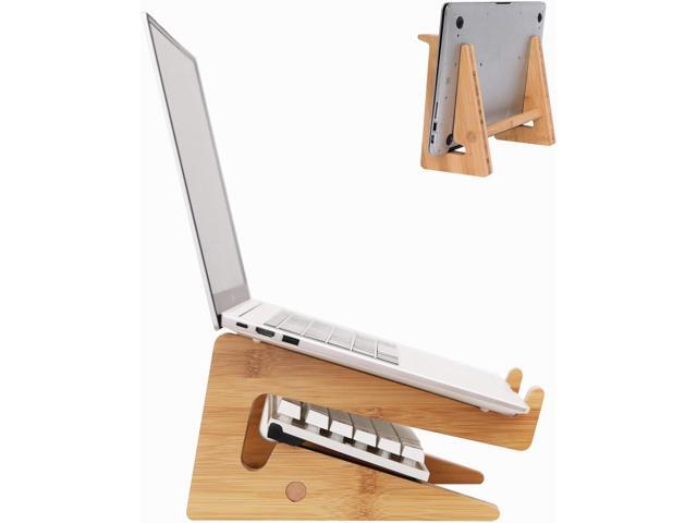 Nuvograin Laptop Stand, Wooden Vertical Laptop Stand for Desk, Bamboo Laptop Stand Compatible with MacBook Air Pro/Dell XPS/Surface.