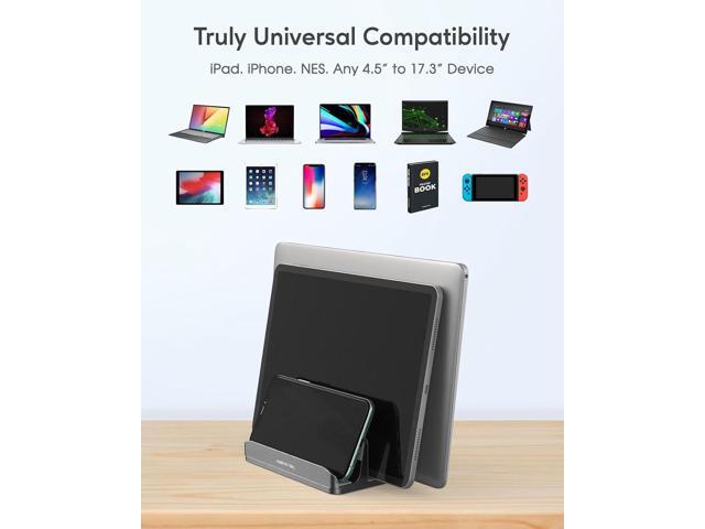 AboveTEK Vertical Laptop Stand, 3 Slots Aluminum Desk Laptop Holder & Laptop Docking Station Stand for MacBook, Tablet, Phone - Universal Fit (Up...
