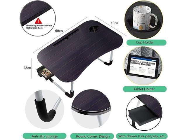 Foldable Bed Table for Laptop,Laptop Desk Table Stand,Laptop Bed Tray Table with Storage Drawer-Cup Holder, Notebook Stand Lap Desk for Writing...
