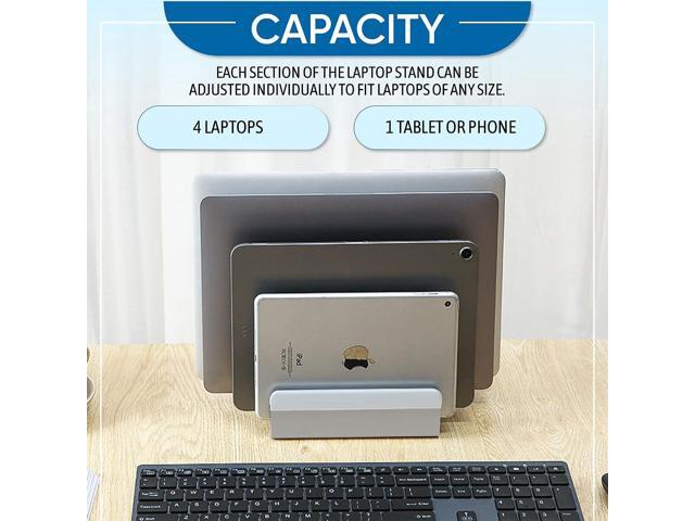Elestoria Adjustable Laptop Stand - Fits 5 Devices, Modern Design, Tool Free Adjustment, Protective & Stable Grey