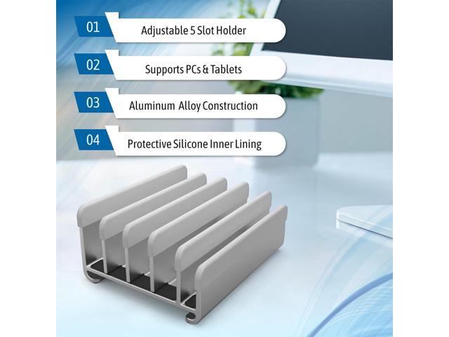 Elestoria Adjustable Laptop Stand - Fits 5 Devices, Modern Design, Tool Free Adjustment, Protective & Stable Grey