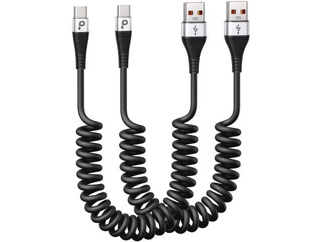 USB C Cable Fast Charging, 2Pack 3ft Coiled USB A to Type C Charge Cord for Car, USB-C Charging Cable Compatible with Samsung Galaxy S20 S10 S9 S8...