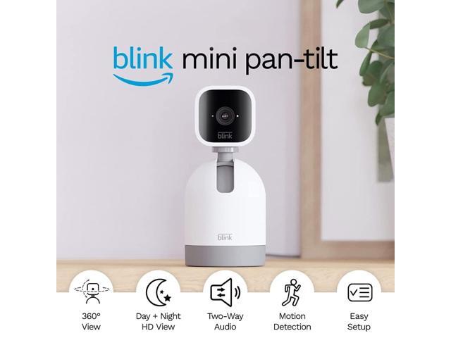 Blink Mini Pan-Tilt Camera Rotating indoor plug-in smart security camera, two-way audio, HD video, motion detection, Works with Alexa (White)