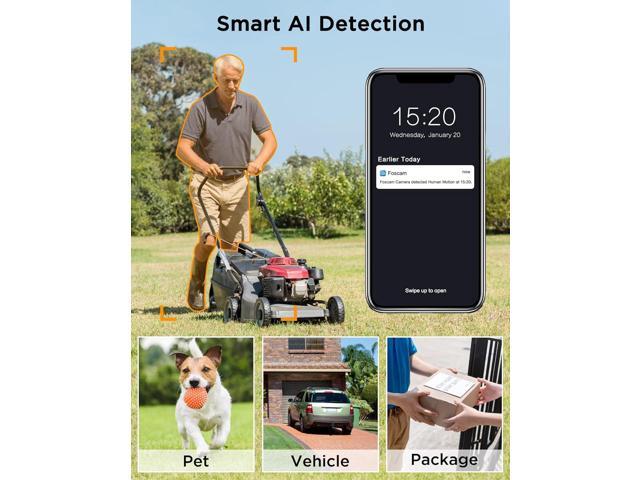 FOSCAM SD4 2k 4MP Outdoor Security Camera, 5G/2.4GHz WiFi PTZ IP Surveillance Camera with 4X Optical Zoom, Smart AI Human Detection, 2-Way Audio,...