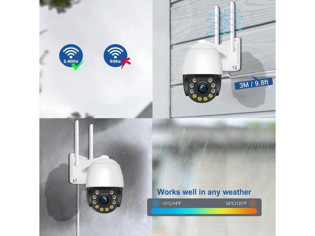 Security Camera Outdoor Wired with Night Vision Color, 360 WiFi Cameras for Home Security, Waterproof Video Surveillance Cameras, Motion Detection,...