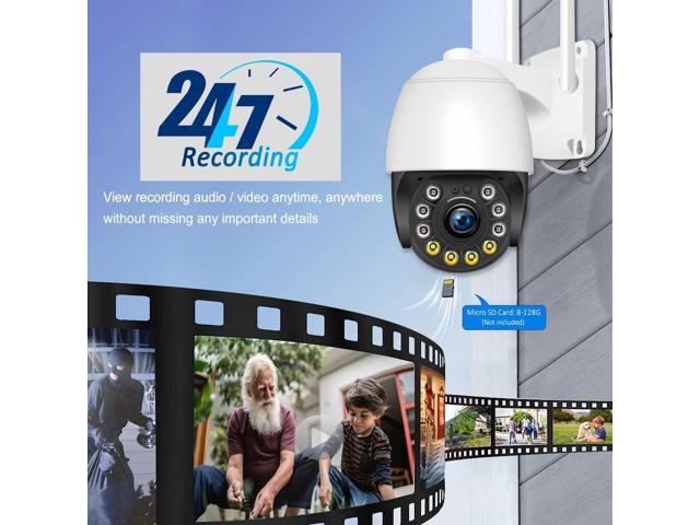 Security Camera Outdoor Wired with Night Vision Color, 360 WiFi Cameras for Home Security, Waterproof Video Surveillance Cameras, Motion Detection,...