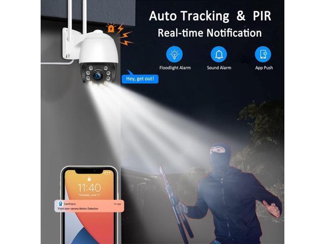 Security Camera Outdoor Wired with Night Vision Color, 360 WiFi Cameras for Home Security, Waterproof Video Surveillance Cameras, Motion Detection,...