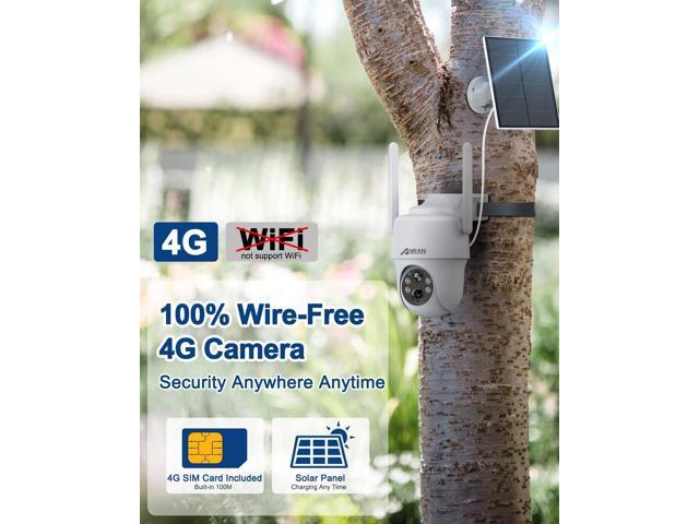 ANRAN 4G LTE Cellular Solar Security Camera Wireless Outdoor, No WiFi Solar Powered Camera, 360° Live View, 2K Color Night Vision, 2 Way Talk,...
