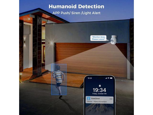 Hiseeu Wireless Security Camera Outdoor, 2.4G/5G 3MP WiFi Camera, Color Night Vision, Auto Tracking, Pan/Tilt, 360° View, Motion Detection, Two-Way...