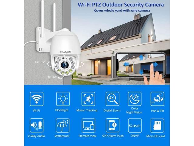 Cameras for Home Security Outdoor WiFi, Plug-in 24/7 Video Surveillance System, Spotlight Color Night Vision, Human Motion Detection, PTZ Auto...