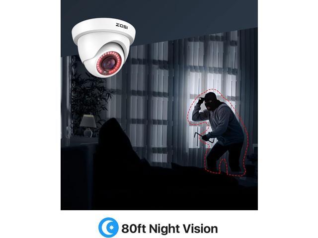 ZOSI 2Pack 2.0MP HD 1080P Security Cameras Kit, 80ft Night Vision, Indoor Outdoor Home CCTV Dome Cameras for 1080P/5MP/4K HD-TVI Analog DVR System