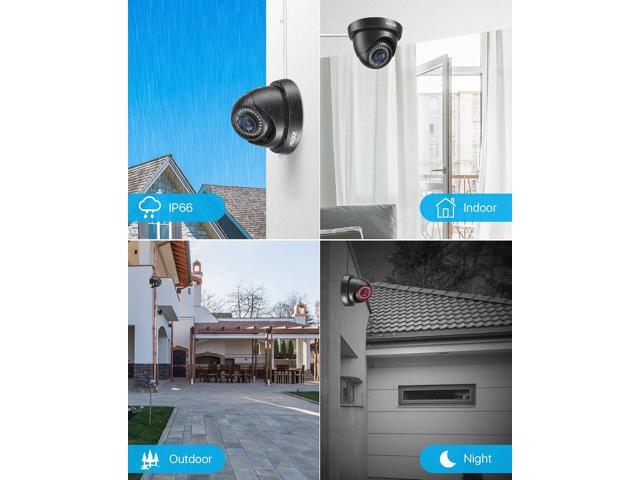 ZOSI 4 Pack 1080p 2MP HD-TVI Home Security Camera Outdoor Indoor 1920TVL, Weatherproof Surveillance CCTV Black Dome Camera, 80ft Night Vision,...