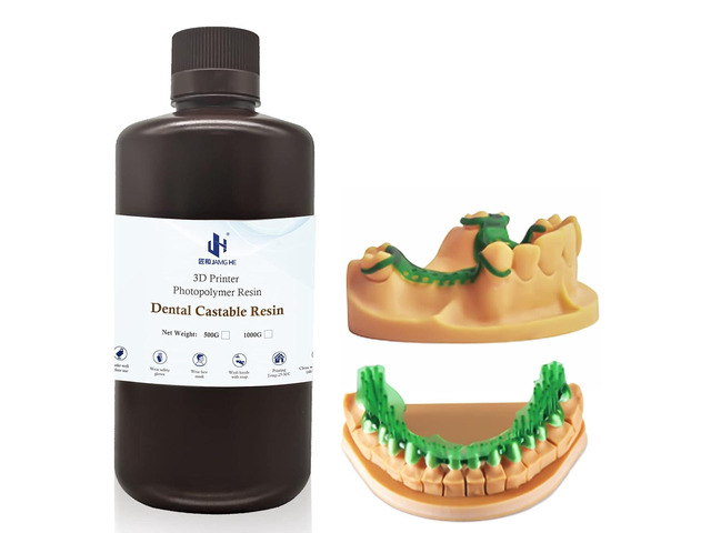 Jamghe Dental Castable Resin UV Photopolymer Resin 405nm Ultra Low Shrinkage, Easy Casting for Dental implant Restoration Frame & Crown 1000G