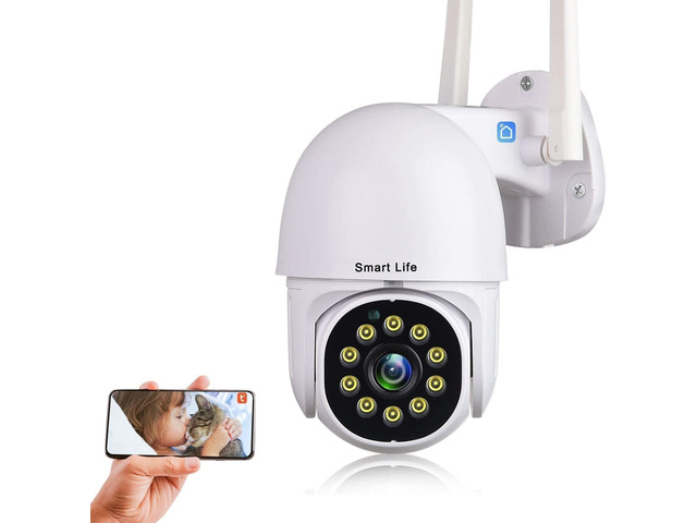 Tuya Smart Life Security Camera,1080P HD Wireless WiFi Home Surveillance Pan/Tilt 360° View Waterproof Night Vision, Human Detection,Auto Tracking