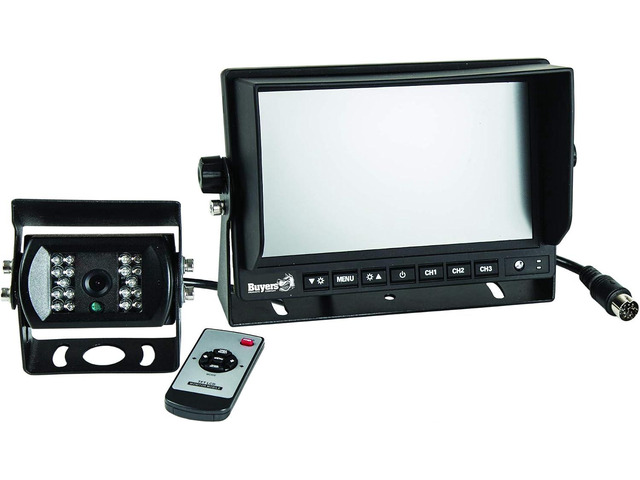 Buyers Products 8883000 7 inch Backup Camera with Remote Control - 4 Pin Rearview Vehicle Observation System with Night Vision Monitor Kit for...