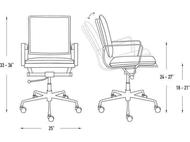 Laura Davidson Furniture Lexi II Padded Office Chair - Mid Back Desk Chair with Aluminum Arm Rest, Swivel & Cushion Availability, Made of Faux...