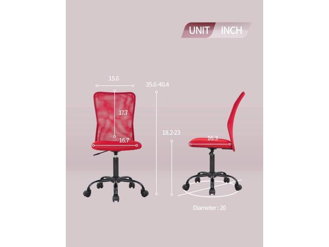 Office Chair No Arms Small Desk Chair with Lumbar Support Mesh Chair Mid Back Home Office Chair Swivel Computer Task Chair Armless Adjustable...