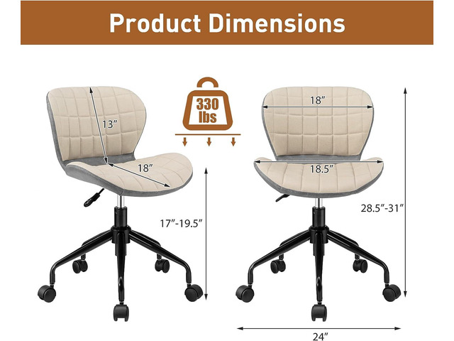 Giantex Home Office Desk Chair, 360° Swivel Height Adjustable Office Chair w/PU Leather, Modern Office Chair, Ergonomic Curved Wood Desk Chairs,...