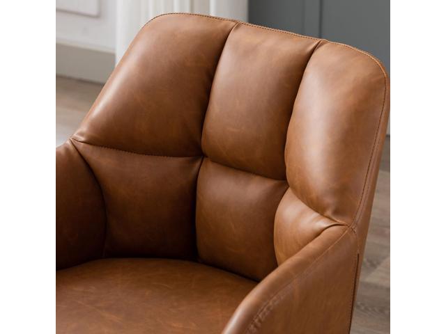 VESCASA Adjustable Home Office Desk Chair with Comfy Square Tufted Mid-Back, Faux Leather 360 Swivel Upholstered Task Armchair with Wheels for...