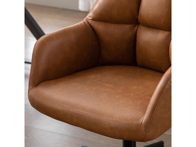 VESCASA Adjustable Home Office Desk Chair with Comfy Square Tufted Mid-Back, Faux Leather 360 Swivel Upholstered Task Armchair with Wheels for...