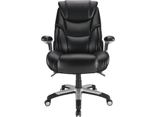 Realspace Torval Big & Tall Bonded Leather High-Back Computer Office Chair, Black/Silver, BIFMA Compliant