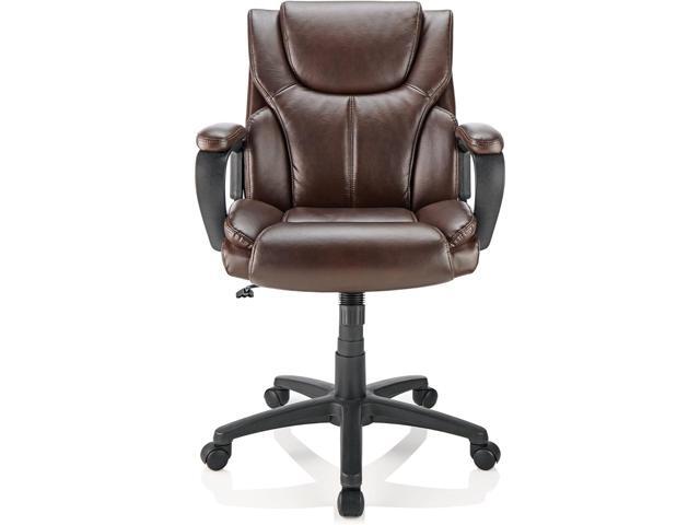 Brenton Studio Mayhart Vinyl Mid-Back Chair, Brown/Black