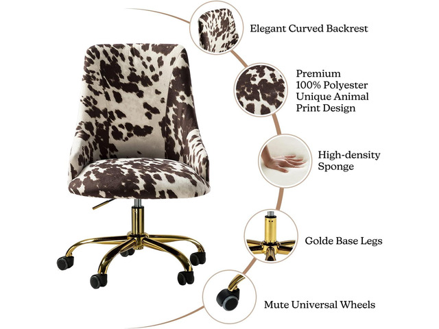 TINA'S HOME Upholstered Desk Chair Modern Armless Office Chair with Wheels, Adjustable Swivel Fabric Task Chair for Living Room, Bedroom, Vanity...
