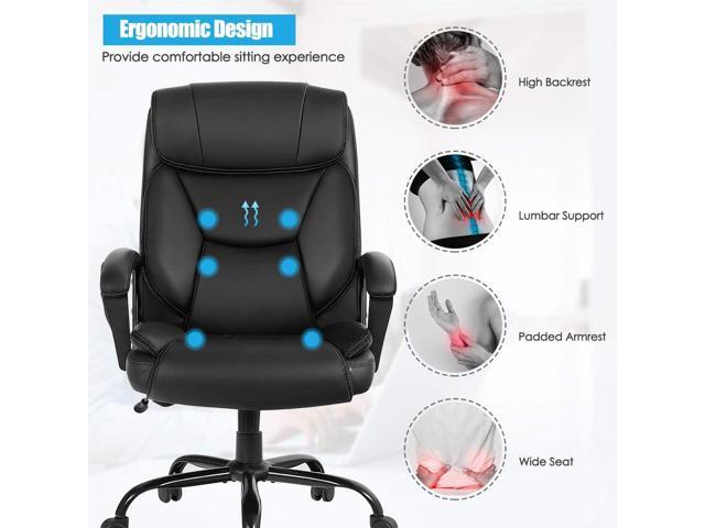 Giantex 500 lbs Big and Tall Office Chair, Massage Executive Chair w/ 6 Vibrating Points, Wide Seat Large Leather High Back Computer Task Desk...