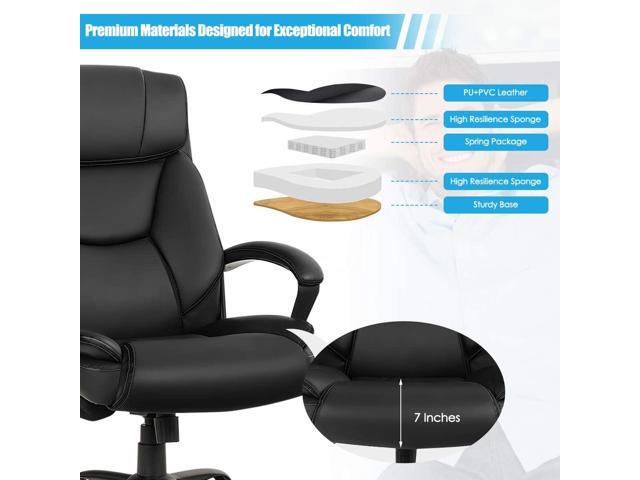 Giantex 500 lbs Big and Tall Office Chair, Massage Executive Chair w/ 6 Vibrating Points, Wide Seat Large Leather High Back Computer Task Desk...