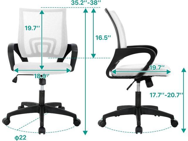 HHS Office Chair Ergonomic Home Office Chair Mesh Executive Chair Mid Back Adjustable Desk Chair with Lumbar Support 360 degree Swivel Rolling Task...