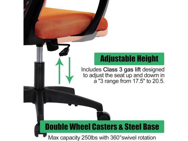 Dkeli Office Chair, Ergonomic Mid Back Computer Desk Chair with Lumbar Support & Armrest Mesh Adjustable Height Swivel Task Executive Chair for...
