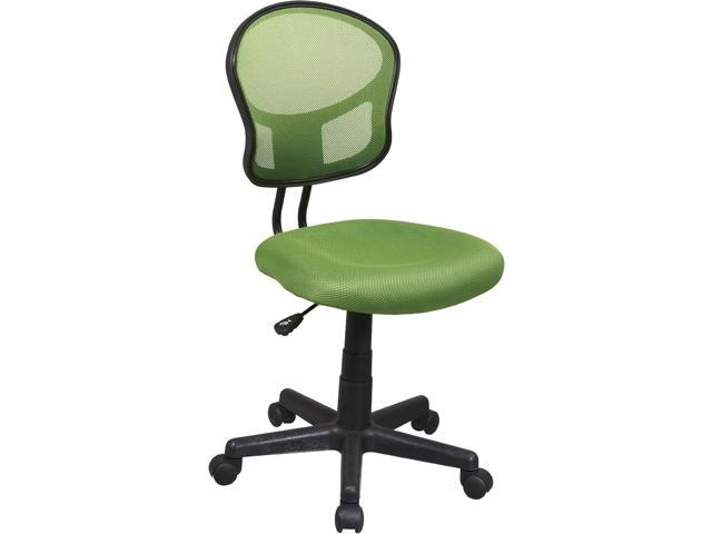 OSP Home Furnishings EM Series Mesh Back Armless Task Chair with Padded Fabric Seat and 360 Degree Swivel, Green