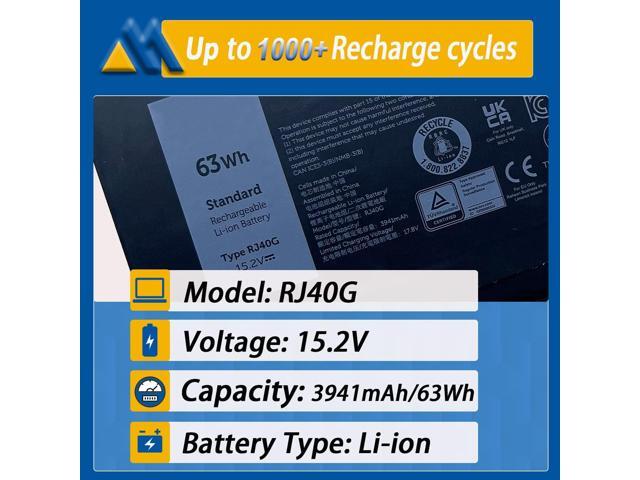 RJ40G 4-Cell 63Wh Laptop Battery Replacement for Dell Latitude 15 5520 Latitude 14 5420 Precision 15 3560 Series M033W 01K2CF 075X16 WY9DX P137G...