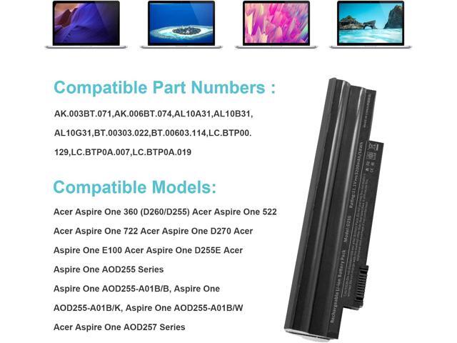 ASUNCELL AL10A31 Laptop Battery fit Acer Aspire One D255 D257 D260 522 722 Al10a31 Al10b31 Al10g31 Gateway LT23 LT27 LT28 Series LT2304c LT2702R...