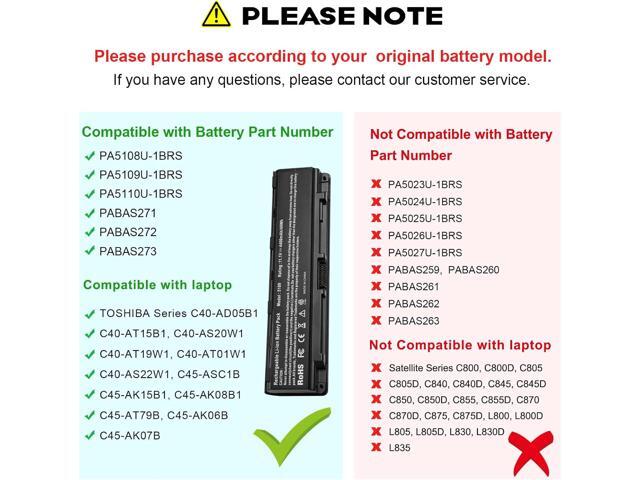 Fancy Buying New PA5109U-1BRS Battery for Toshiba PA5023U-1BRS PA5025U-1BRS S70DT C55-A5302 C55-A5308 C55-A5309 C55D-A5150