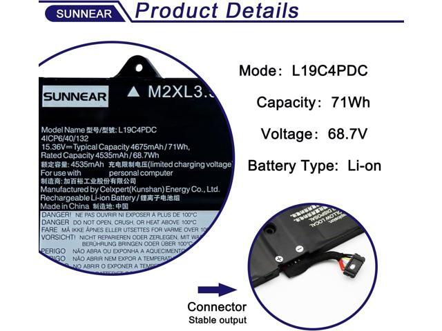 71Wh L19C4PDC L19L4PDC L19M4PDC Laptop Battery Compatible with Lenovo Ideapad Yoga 7-14ITL5 7-15ITL5 Series 5B10Z26482 5B10Z26485 5B10Z26479...