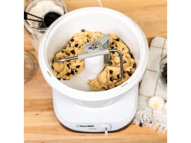 NutriMill Artiste Kitchen Electric Stand Mixer 500 Watt 6.5 Quart Bowl with Dough Hook & Wire Whips (Black Trim)