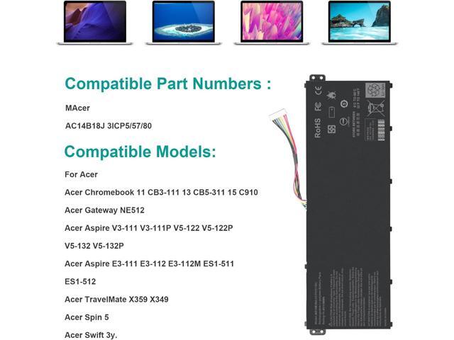 TREE. NB AC14B18J Battery for Acer Chromebook 13 CB5-311 Acer TravelMate B115-M B115-MP Acer Aspire E3-111 / V3-111 / V3-111P / V5-122 /V5-122P /...