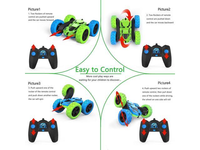 Remote Control Car for 6-12 Year Old Double Sided 360°Rotating 4WD RC Cars with Headlights 2.4GHz Electric Rechargeable Race Stunt Toy Car for Boys...