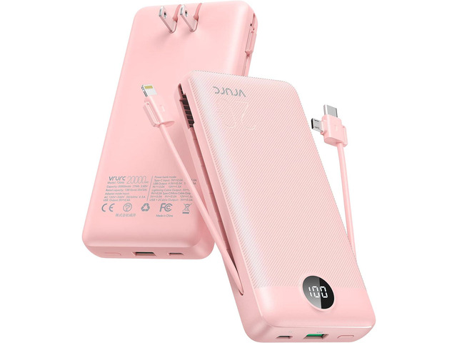 VRURC Portable Charger 20000mAh, Fast Charging Power Bank USB C,4 Output 2 Input Travel Essentials Charging Bank Equipped with LED Display,Built-in...