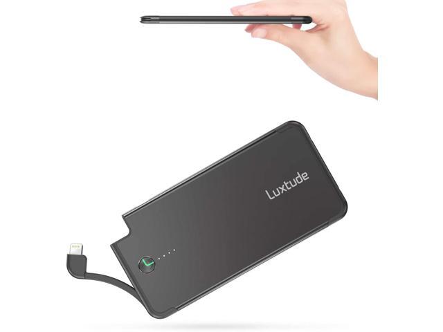 Luxtude Portable Charger iPhone Built in Lightning Cable (MFi Apple Certified), Ultra Slim Portable Phone Charger Thin Battery Pack, 5000mAh Power...