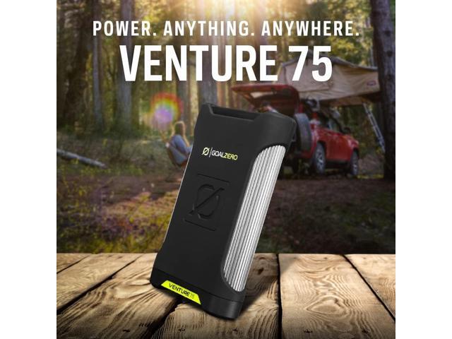 Goal Zero Venture 75 Portable Charger Power Bank 19200mAH 60W USB-C Power Delivery Port, 2 USB Outputs IP67 Rating 50 Lumens Flashlight