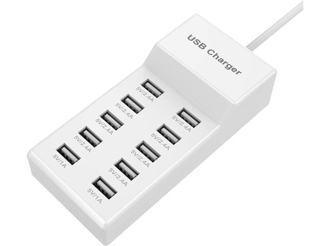10-Port USB Wall Charger Station with Rapid Charging Auto Detect Technology Safety Guaranteed Family-Sized USB Ports for Multiple Devices Smart...