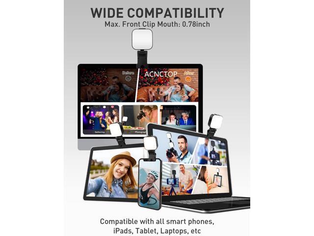 ACNCTOP 64 LED Rechargeable Selfie Light - 5 Lighting Mode Phone Ring Light Mini Portable Clip on Fill Lights for iPhone, Cell Phone, Laptop,...