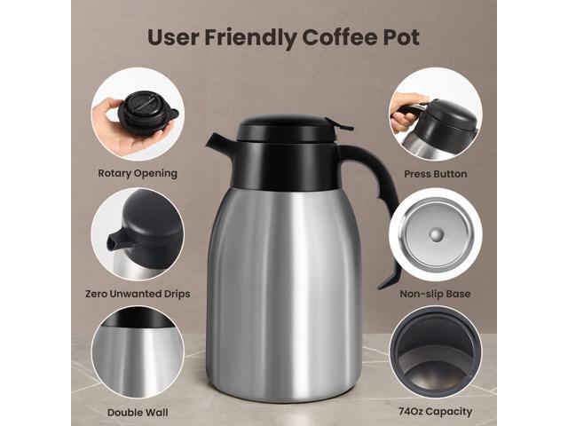 SYBO Commercial Coffee Makers 12 Cup, Drip Coffee Maker Brewer with 74Oz thermal carafe, Stainless Steel Cafetera SF-CB-1AA