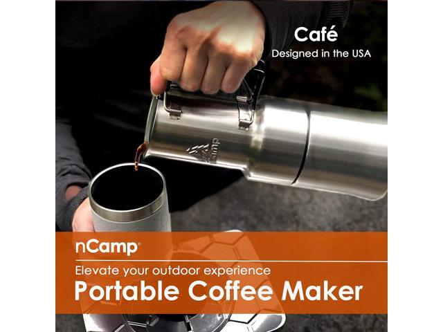 nCamp - Café, Portable Coffee Maker, Portable Espresso Machine, Compact Camping Coffee Maker, Stainless Steel Travel Coffee Maker with Camping...