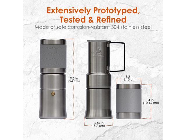 nCamp - Café, Portable Coffee Maker, Portable Espresso Machine, Compact Camping Coffee Maker, Stainless Steel Travel Coffee Maker with Camping...