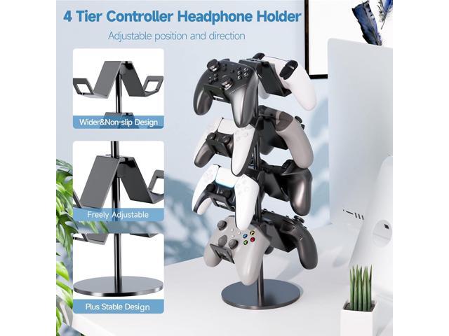 Controller Holder 4 Tier,Headphone Stand - Adjustable Headset Holder for Xbox PS5 PS4 Switch Pro - Gaming Storage for Universal Game...