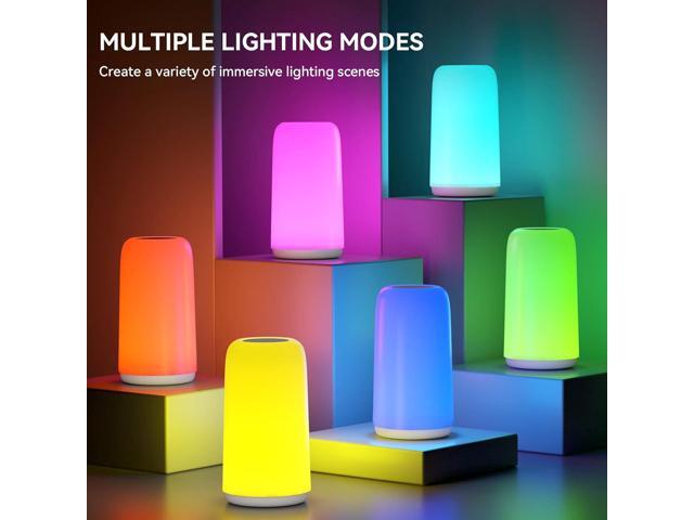 Touch Bedside Table Lamp, [Sleek Design & RGB Mode] 3 Way Dimmable Small Lamp for Bedroom, LED Lamp with Warm White Lights, Multi-Color Smart...